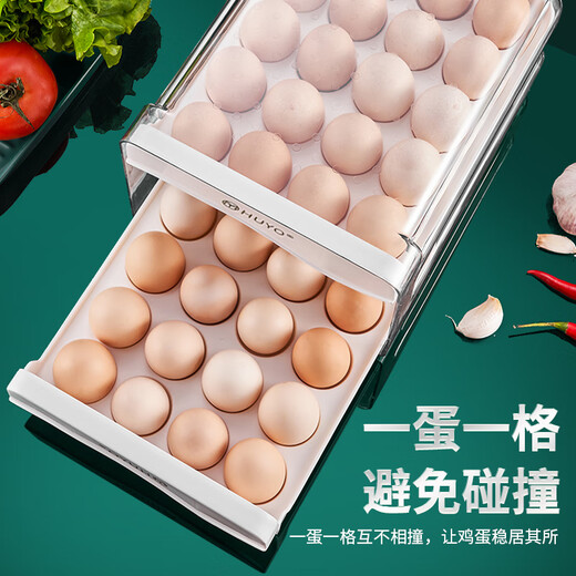 HUYO egg storage box fresh-keeping storage box for refrigerator, special storage box for eggs in kitchen, double-layer drawer-type egg tray home, egg storage box, double drawer 40 compartments