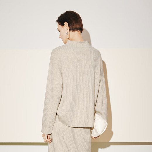 Maimeng MM shopping mall same style 2023 autumn and winter beige half turtleneck pullover sweater/skirt women's top light beige 5E9133041 M 160/85CM