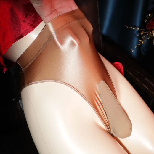 Yan Beiwei smooth thong men's sexy T-pants high waist thin see-through underwear Uncle special leather thong large size white L bag egg 90-120Jin Jin is equal to 0.5 kg