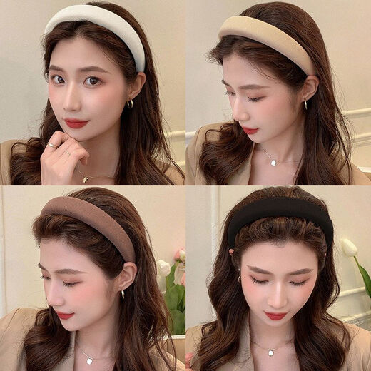 Mengkuan Internet celebrity 2024 new autumn and winter sponge headband high skull pressure hair headband female hairpin high-end headwear milky white