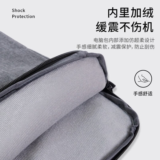 怡之帆笔记本电脑包手提包公文包适用苹果华为联想拯救者小新游戏本惠普 灰色有肩带 16英寸