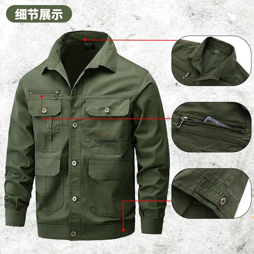 
Xinnuoyi summer thin work clothes top for men's pure cotton long sleeve breathable loose wear-resistant anti-scalding welder labor protection work suit set Navy blue 688 thin 5-single top 180/96A Recommended 145-160Jin [Jin equals 0.5 kg]