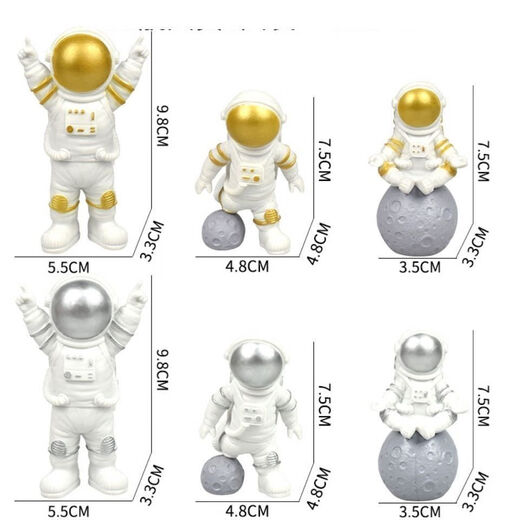 Baiyuan Astronaut Ornamente Süßes Modell kleiner Raumleute Home Wohnzimmer Desktop Dekoration Ornamente Geburtstagsgeschenkset Golden