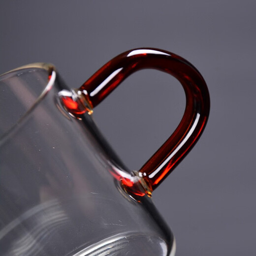 Kazate Ting glass small tea cup with handle, thickened heat-resistant tea cup, tea cup, tea accessories set, fully transparent 100ml, 6 pieces, including cup holder