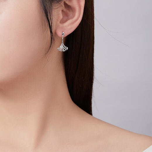 ZLF platinum earrings for women PT950 platinum ginkgo lucky to have you earrings 2.20g