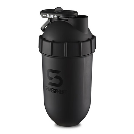 SHAKESPHERESShakeSphere Fitness Shake Cup New Large Capacity Mixing Cup Sports Men's Water Cup Tritan High Temperature Resistant Classic Style - Matte Black + Black Logo 700ml