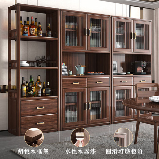 小木窝餐边柜实木餐边柜客厅新中式酒柜储物柜置物架靠墙落地柜组合 三门餐边柜 规格