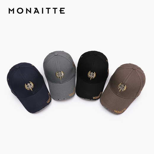 MONAITTE hat men's autumn new trendy outdoor peaked cap big head fashion sports hard top four-season sun protection hat baseball gray (four seasons) regular size (54-60CM)