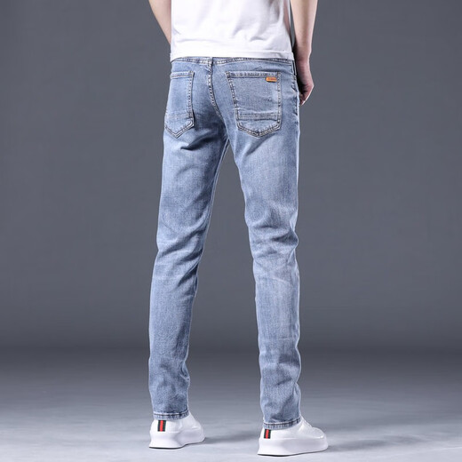 CANELIN KISKHA Markenjeans für Männer Frühling und Herbst neue schlanke gerade koreanische Version helle lässige lange High-End-Herrenhose 1049 Grau 32 Taille 2 Fuß 5