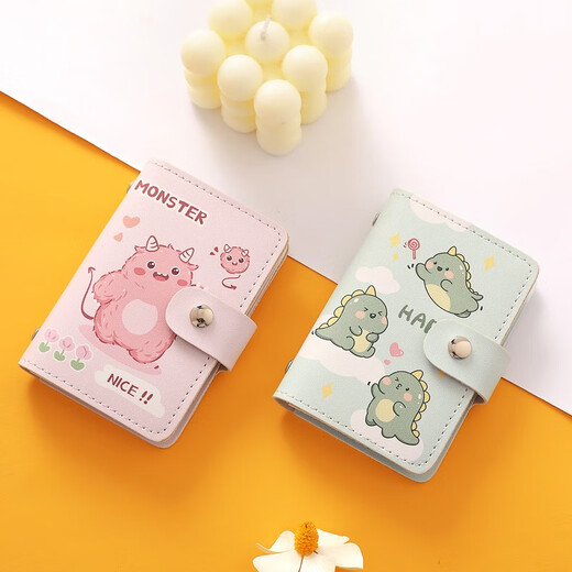 Maiweini niedliche Kartenbeutel für Frauen 2025 Neue Kapazität Multi-Kartenposition Anti-Demagnetisierung kompaktes hochwertiger Exquisit Card Clip Bag Cart Green Dinosaur [20 Kartenpositionen + 2 ID-Positionen] 22 Teile