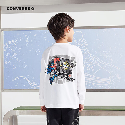Converse【变形金刚联名】匡威儿童装秋季打底衫男童长袖T恤CNVB-LS-G689 纯白色 160 /76 【建议身高152-158cm】