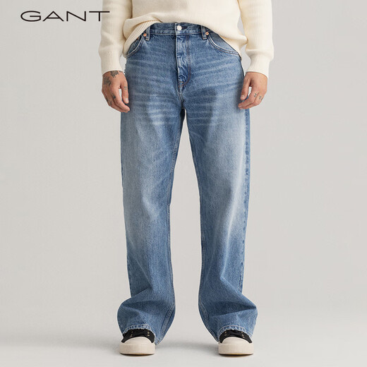 Gant Spring Herrenmode Amerikaner Retro High Taille Straight-Light Loft Cotton Denim Hosen 983-Light Blue 31