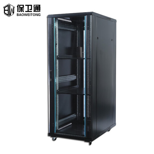 保卫通服务器标准机柜 网络设备弱电经济款侧面0.8立梁1.5机架式设备柜 钢化玻璃前门后网门 600*600*1200	T3-6622