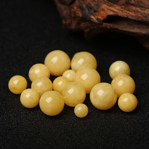 DL 1998 Fat Donglai quality beeswax single bead fidelity Russian material floating white flower white flower chicken oil yellow and white honey loose beads with beads round beads white flower wax 16mm one