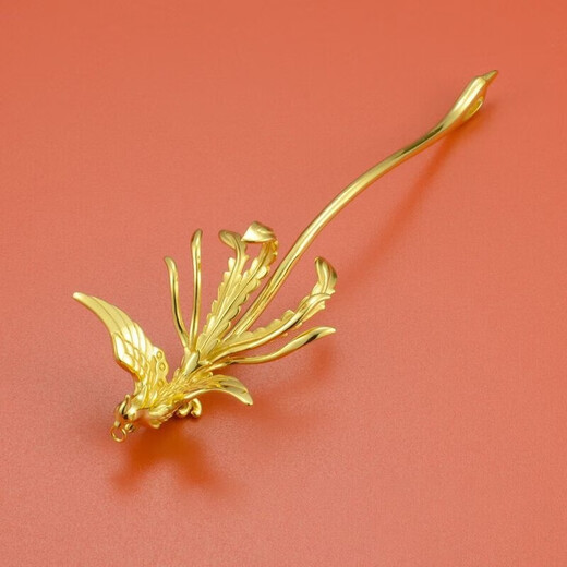 Teacher Mu Shen's Valentine's Day retro phoenix hairpin for women 18K gold light luxury hairpin tassel step rocking ancient style hair accessories -