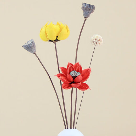 Aiman dried flower bouquet, real flower, air-dried lotus root, natural decorative ornament, lotus flower arrangement, living room decoration, Buddhist Zen lotus, dried flower combination 1103 (without vase)