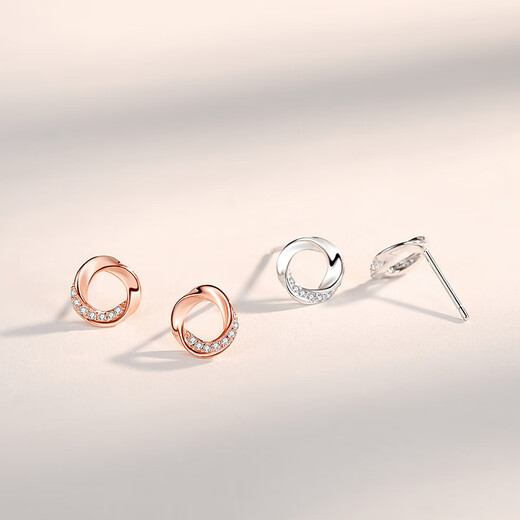 DL 1998 Fat Donglai same style 18K rose gold earrings Mobius earrings new light luxury Korean style earrings round female silver silver earrings rose gold