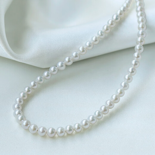 Queen of Pearls 18K gold round pearl necklace is comparable to Akoya high quality 4-5mm millet bead necklace for girlfriend