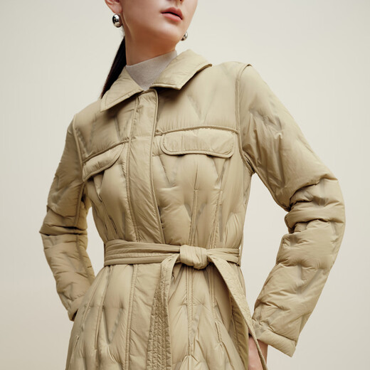 ARIOSEYEARS invierno nuevo pato blanco abajo chaqueta de longitud media chaqueta cálida mujer 31030095 Caqui S