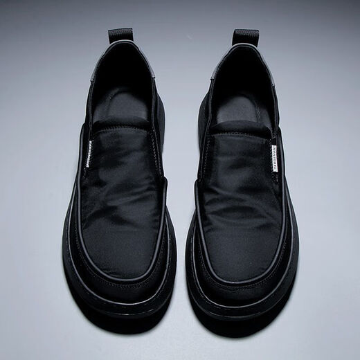 Feilixidi canvas shoes lightweight men's shoes thick sole comfortable one-foot loafers black cloth shoes men's black upgraded version 41