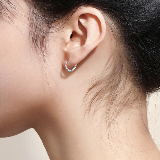 Safir platinum earrings for women PT950 round engraved platinum earrings, earrings, simple birthday gifts, about 1.10 grams