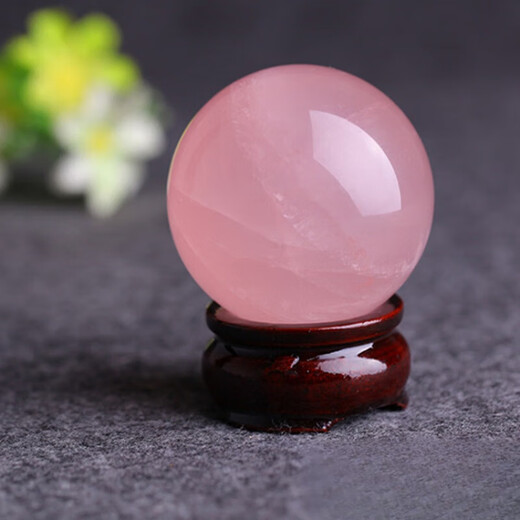 Xiyinfu natural pink crystal ball ornaments pink crystal ball home living room entrance bedroom crafts crystal original stone ornaments diameter 7cm