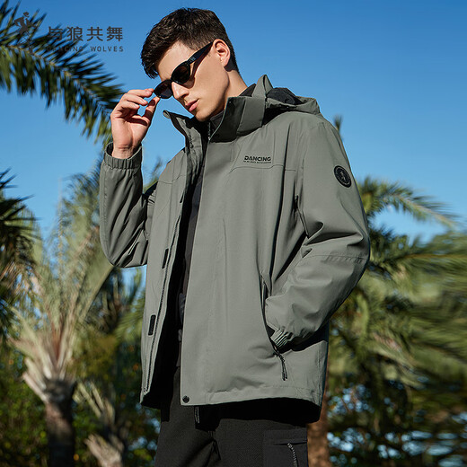 Dances with Wolves 3-in-1 Removable Liner Outdoor Mountaineering Fleece Liner Men's Jacket 210 Olive Green 175