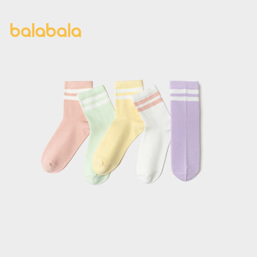 Balabala children's socks spring and autumn boys' cotton socks girls' bottoming socks small, medium and large children's medium tube five pairs 209925172203