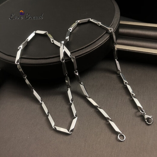 Jingruo pt950 platinum rhombus sweatshirt chain Ou Hao same style domineering Cuban necklace men's riding crop chain as a gift for boyfriend Alloy steel color (not fading)
