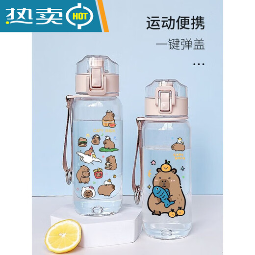 OUOETY水壶小水豚鼠水杯卡屁吧啦杯子学生便携夏季大容量 530mlR3271水豚塑料饮杯-