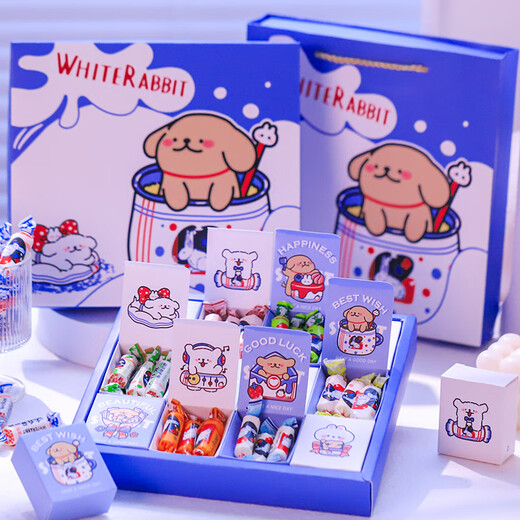 Guanshengyuan 14 kinds of mixed flavors White Rabbit milk candy gift box for birthday gifts for boyfriends and girlfriends Chinese style Tianyuan Rabbit 12 kinds of mixed flavors (22 pieces)