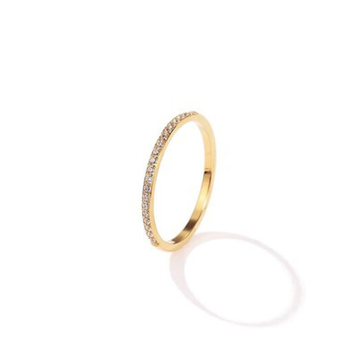 Xuan Yong's dazzling row of diamond rings for women 18k gold small diamond ring broken diamond extremely fine zircon imitation 18k gold niche design ring rose gold small row of diamonds US size 9