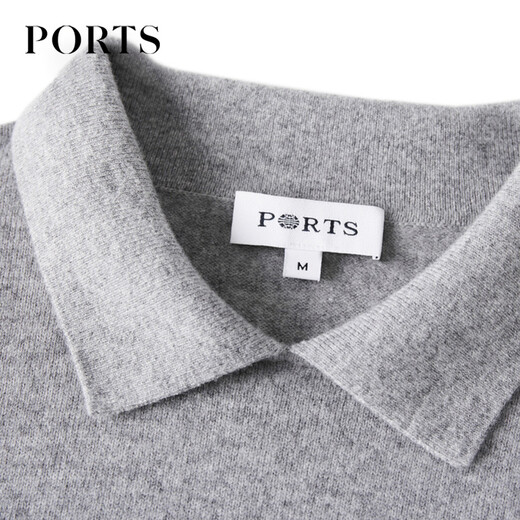 PORTS men's early autumn casual warm lapel sweater ML9K023KKW003 GRAY M