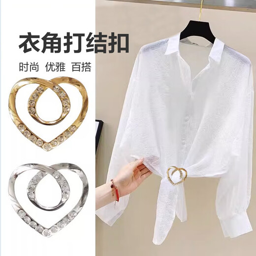 Knotted corner buckle scarf buckle, versatile artifact, shirt hem, T-shirt, t-shirt for women, small gold