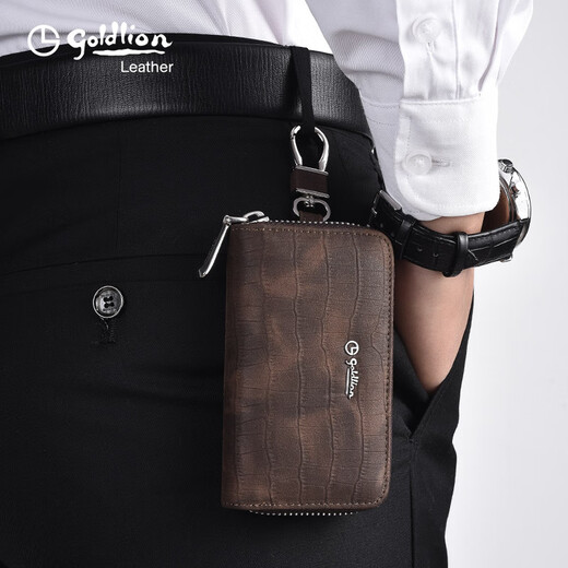 Jinlilai Jinlilai Neue leichte Luxus -Schlüsselbeutel Großkapazität Krokodil Muster Key Cover Kartentasche Taille Hanging Auto Schlüsselbeutel Trendy Braun braun