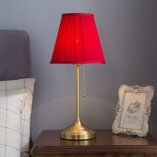 Yaotian Nordic Bedroom Small Table Lamp Bedside Study LED Lamp Creative Simple Modern Warmth Romantic Wedding Room Line Lamp Zunhuang Light Beige Style Pull Switch + 7 Watt Three-level Dimming LED