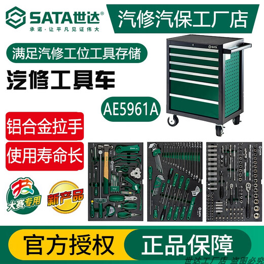 SATA Auto Repair Tool Cart Set with Tools Full Set of Auto Repair Special Tool Box Car Car Quick Repair AE5961A 95126/Auto Repair 6 Drawer Tool Cart (27 Inch)