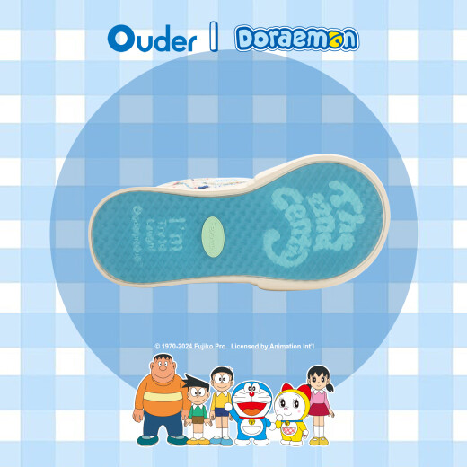 Ouderx DORAEMON哆啦A梦联名款开口笑帆布鞋 情侣增高厚底大头鞋板鞋 米白色+哆啦鞋饰+白袜 37
