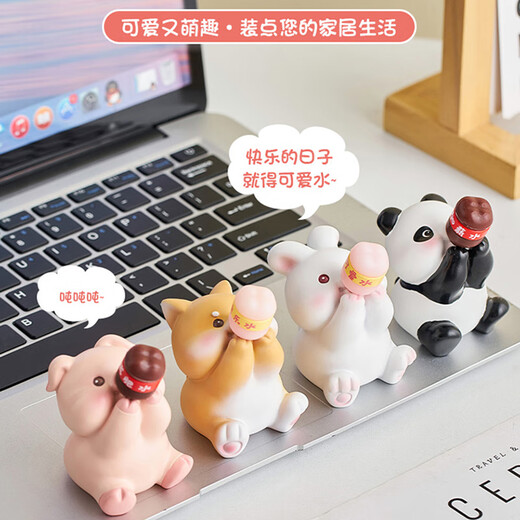 Man Senxin creative cute desktop small ornaments healing soft and cute office unzipping girls' bedroom dormitory decoration gift figures Little white rabbit tons [drink a sip of cute water]