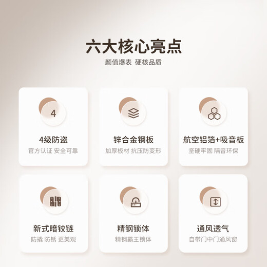 
OUDILE ventilated 4th-level anti-theft door entrance door + creamy thickened door leaf breathable ventilation door window hidden hinges + fingerprint smart lock 3D face lock 2150*960/2050*1050