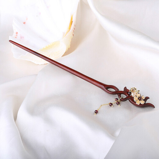 Mixin ancient style red sandalwood new Chinese style hairpin women's walking gift accessories wooden hairpin for girlfriend wooden hairpin tassel red sandalwood lily of the valley (gift box)