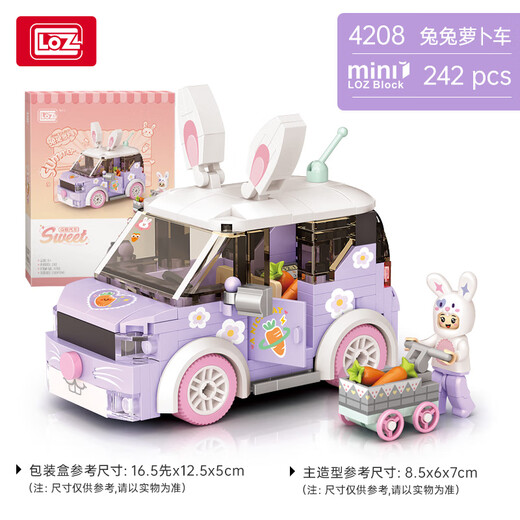 Loz Building Block Assembly Kinderspielzeugmodell Heilung für Jungen und Mädchen Valentinstag Geburtstagsgeschenk 4208 Kaninchen Karottenwagen