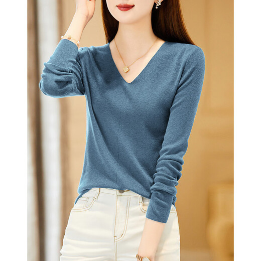 Demana Capsule Wardrobe Series Spring and Autumn Paper Man V-neck Sweater Lazy Hidden Body Loose Feeling Knitted Sweater Women's Top