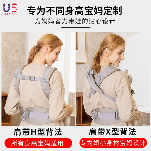 egobaby baby strap front and rear dual-purpose baby holding artifact baby waist stool front-heel baby walking two American dog four-season breathable model omini-breathable model-Tianpowder+waist bag+wind hood