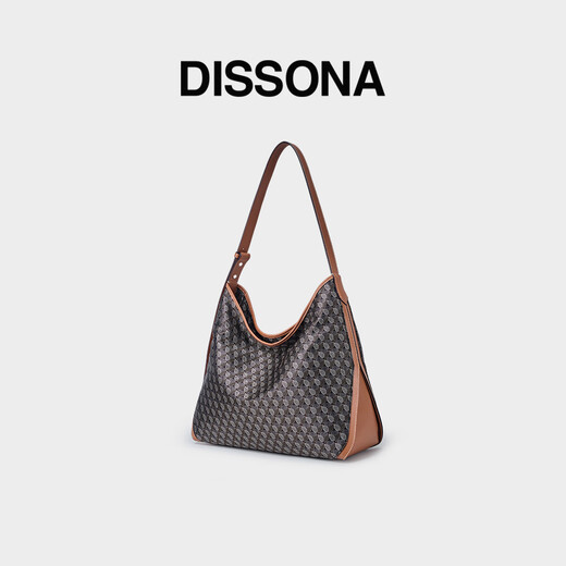 DISSONA women's bag hobo bag old flower bag shoulder bag armpit bag Chinese Valentine's Day gift brown - large size