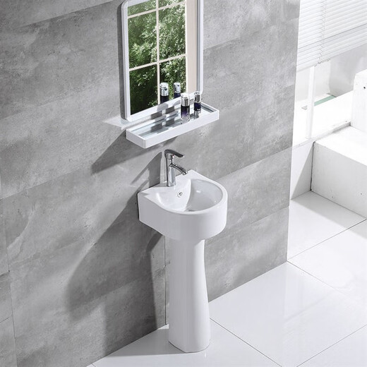 Small size pedestal basin household wash basin integrated ceramic wash basin small apartment floor-standing mini small basin basin + column (no accessories)