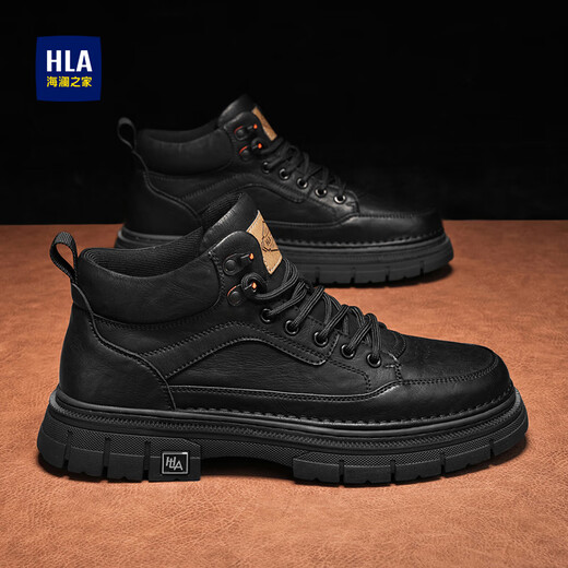 Hailan Home Hla Martin Boots Herrenschuhe Herrenschuhe Frühling 2025 Neue Männer Martin Boots High Top Work Schuhe Hochverstärkte lässige Lederstiefel Schwarz 42
