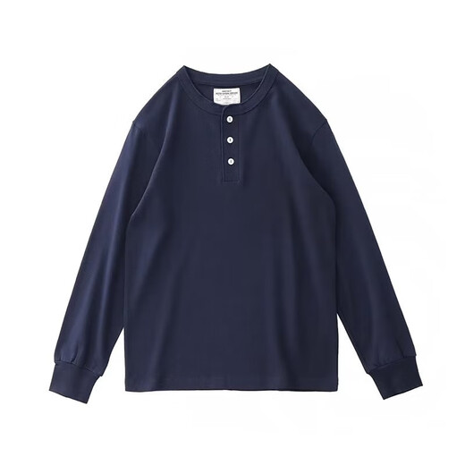 Oyati Autumn and Winter New American Casual Henley Shirt Men's Retro Simple Versatile Color Daily Long-Sleeved T-shirt Gray M