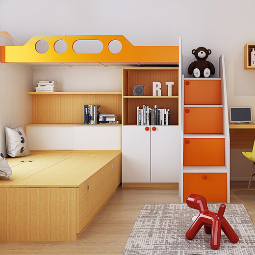 Customized bed, chair, desk, wardrobe and furniture combination for Bologna teenagers' bedroom space. Customized prepayment. Prepayment | Consult for details.
