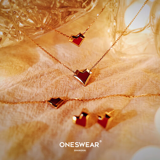 Caizhi Sumerian Love 18k Gold Red Love Necklace Women's Clavicle Chain Pendant Gift (Ready Stock) Sumerian Love - Large 18k Gold Necklace